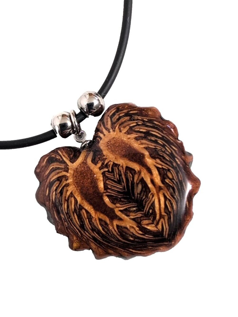 OOAK! Pine Cone Cross Section in Resin Pendant on Black Cord Handmade 1.25" EUC